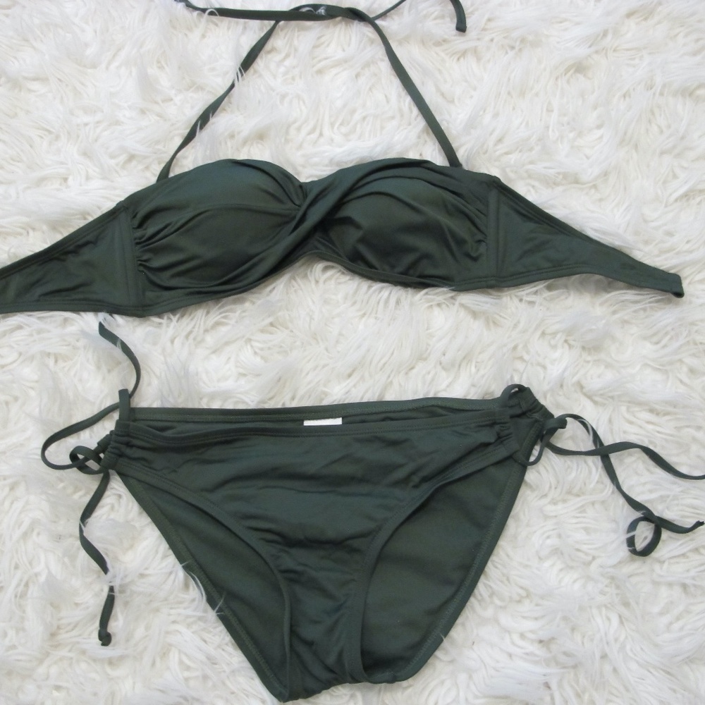 Kona Sol Bikini Women's Bathing Suit 2 Piece Size Small green GUC - Picture 2 of 3
